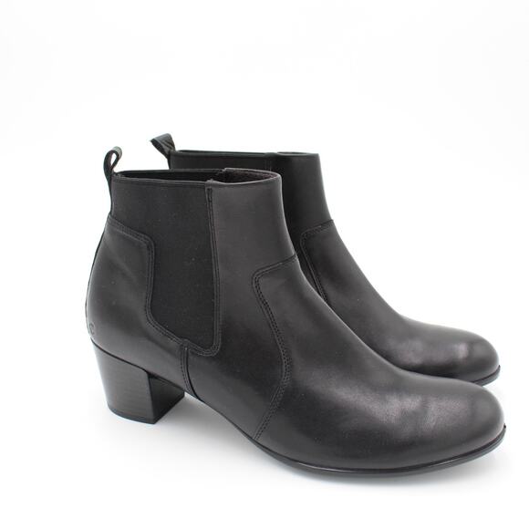 Ecco Ankle Boot 40 Women 9 Black Chelsea Shape 35 Block Heel Comfort Shoe Office - Picture 1 of 11